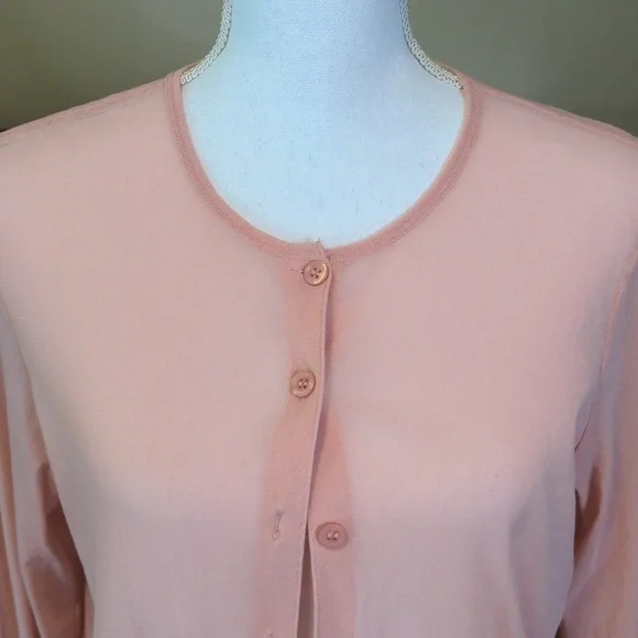 SHEER SALMON Cardigan Sweater SZ L - Picture 2 of 8